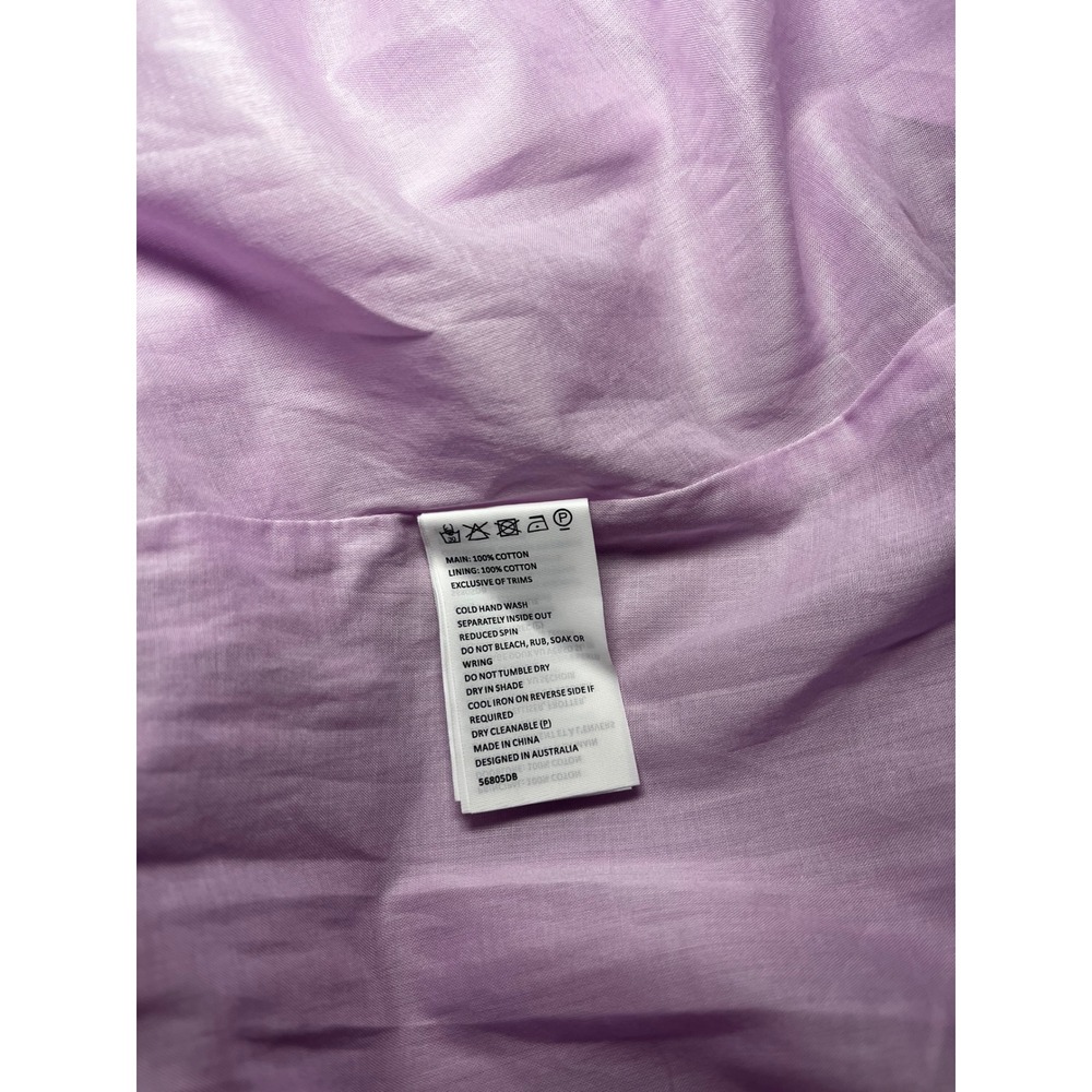 BARDOT Lavender Puff‎ Sleeve Tiered Mini Dress Open Back Wedding Guest Size 6 SM - Picture 8 of 9